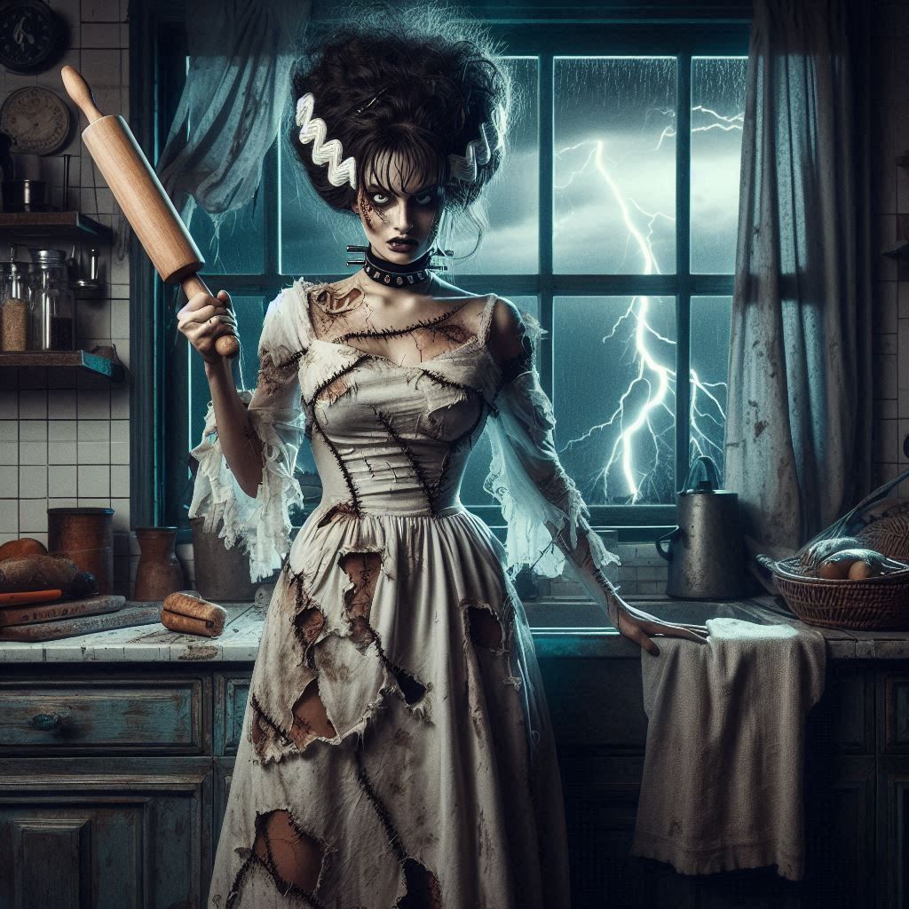 You can put her in the kitchen, but that rolling pin might not be used the way you think