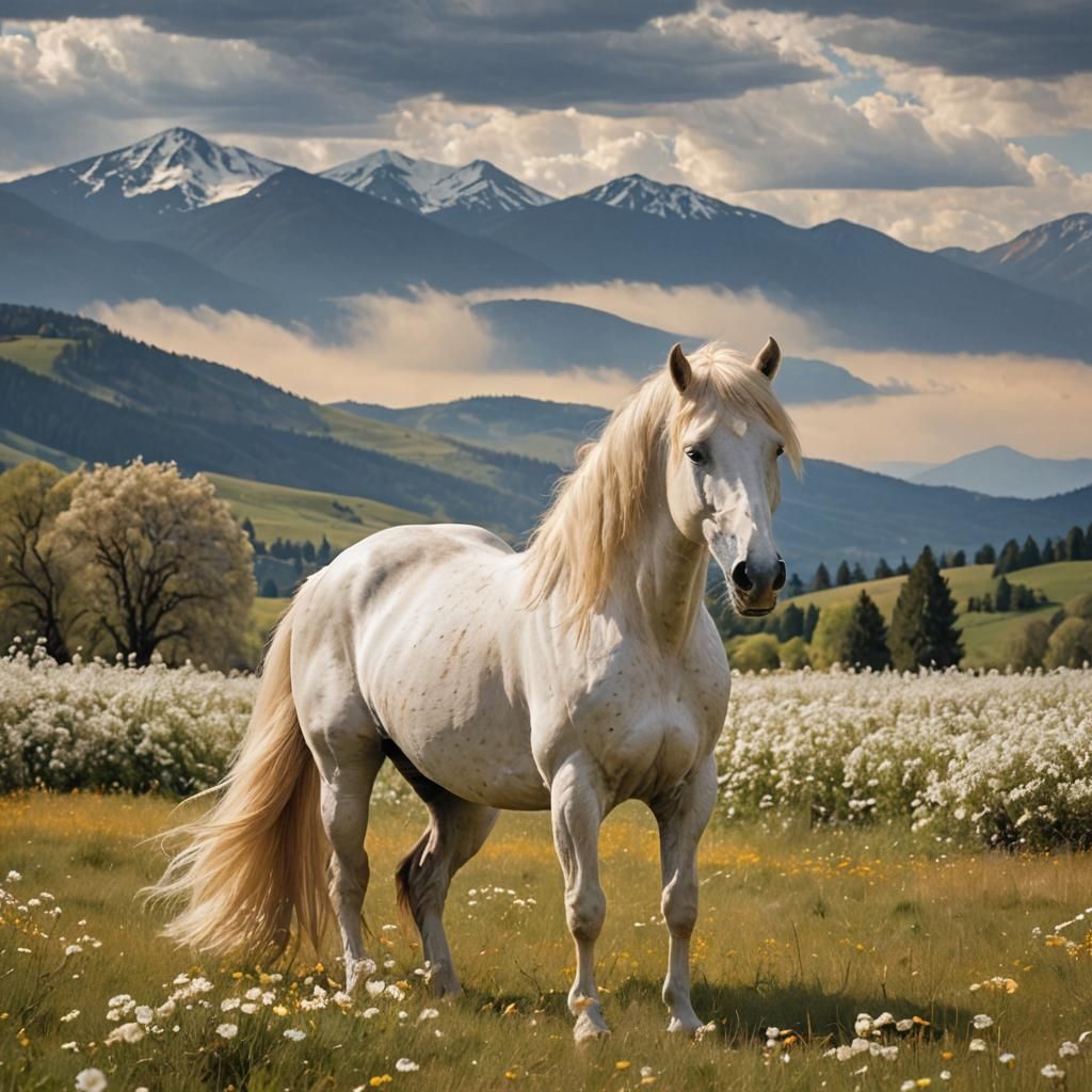 A stunning photograph of a magnificent horse standing proudl...