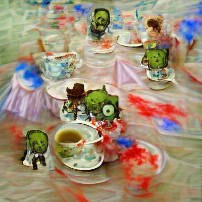 Zombie tea party impressionism