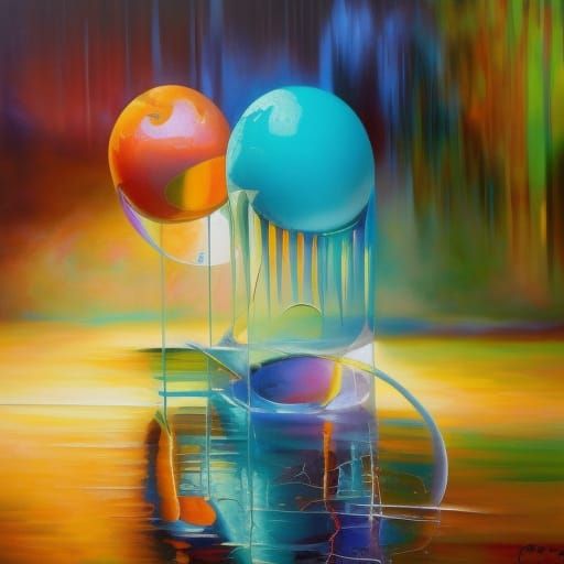 nuanced rocks in iridescent colors
oil painting by James Gur...