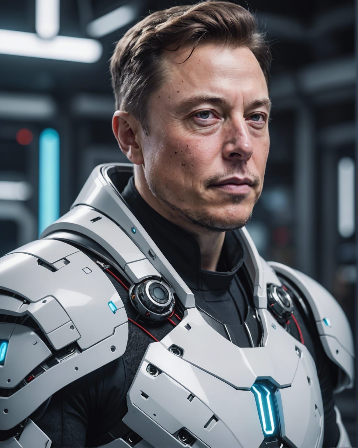 Elon Musk Wearing White Futuristic Armor