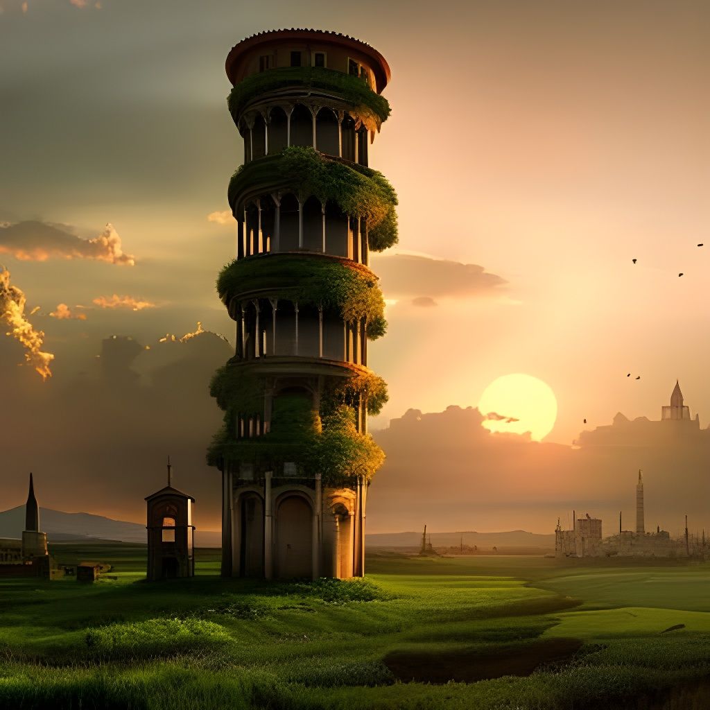 Straight overgrown tower of pisa from an other reality
