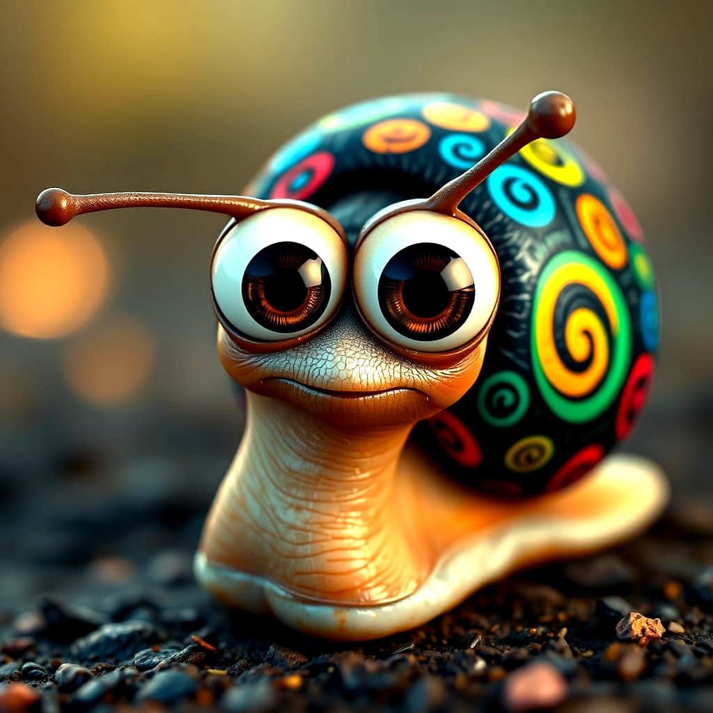 Fantastical Escargot in Whimsical Street Art Style