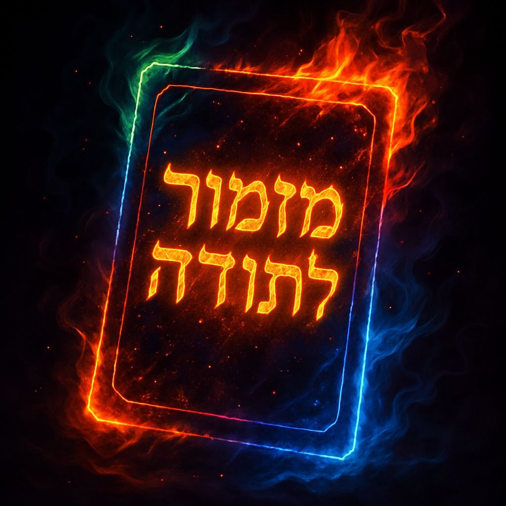 Glowing Hebrew Battle Card in Neon Art Style