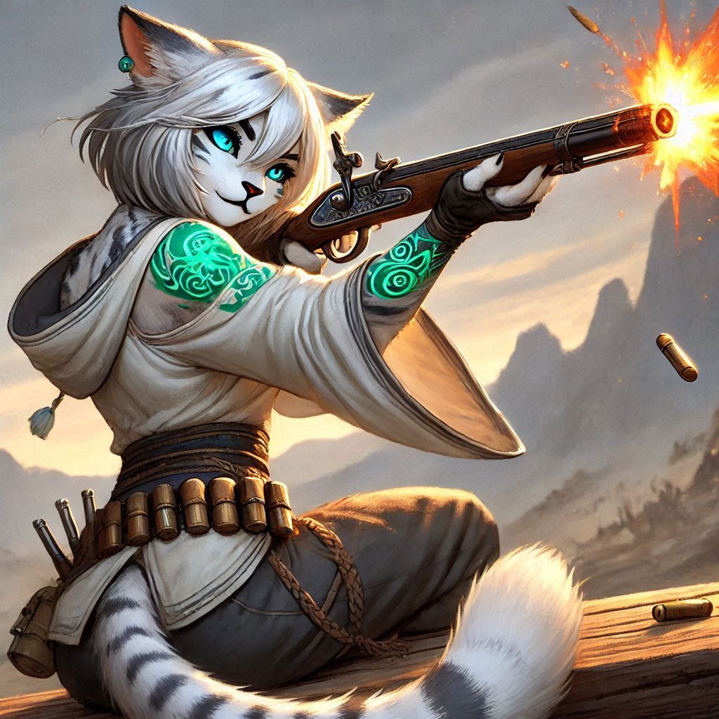 Random art: Akiranne shooting a musket