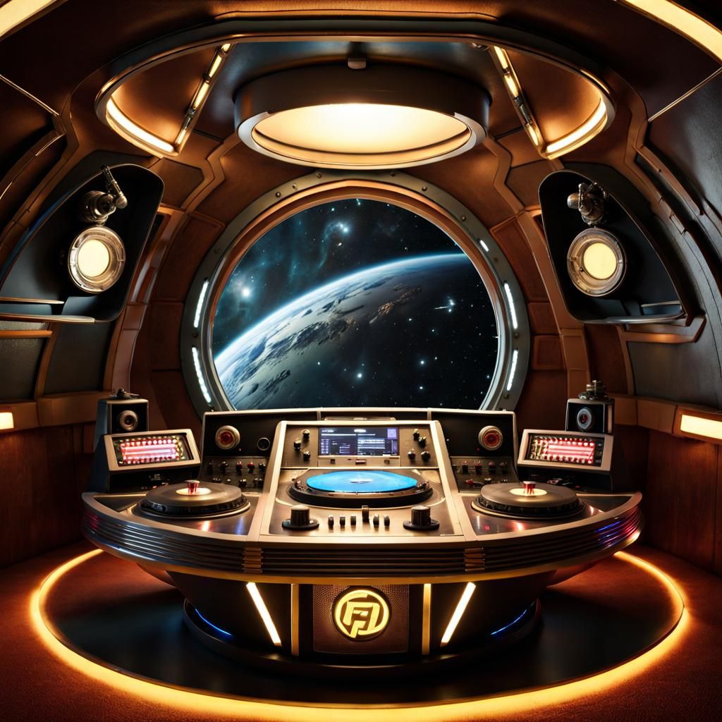 (1950's Vinyl record players inside a spaceship)   by @Sierra May