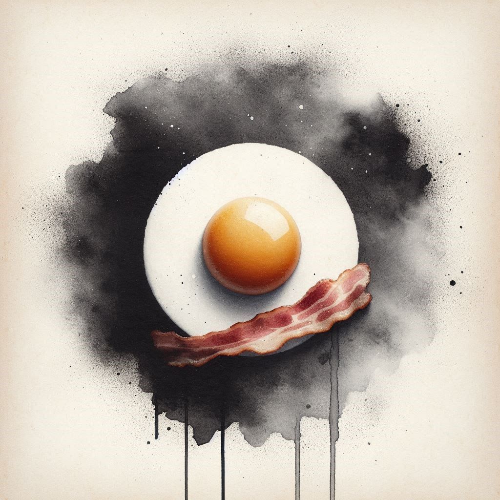 fried egg with bacon
