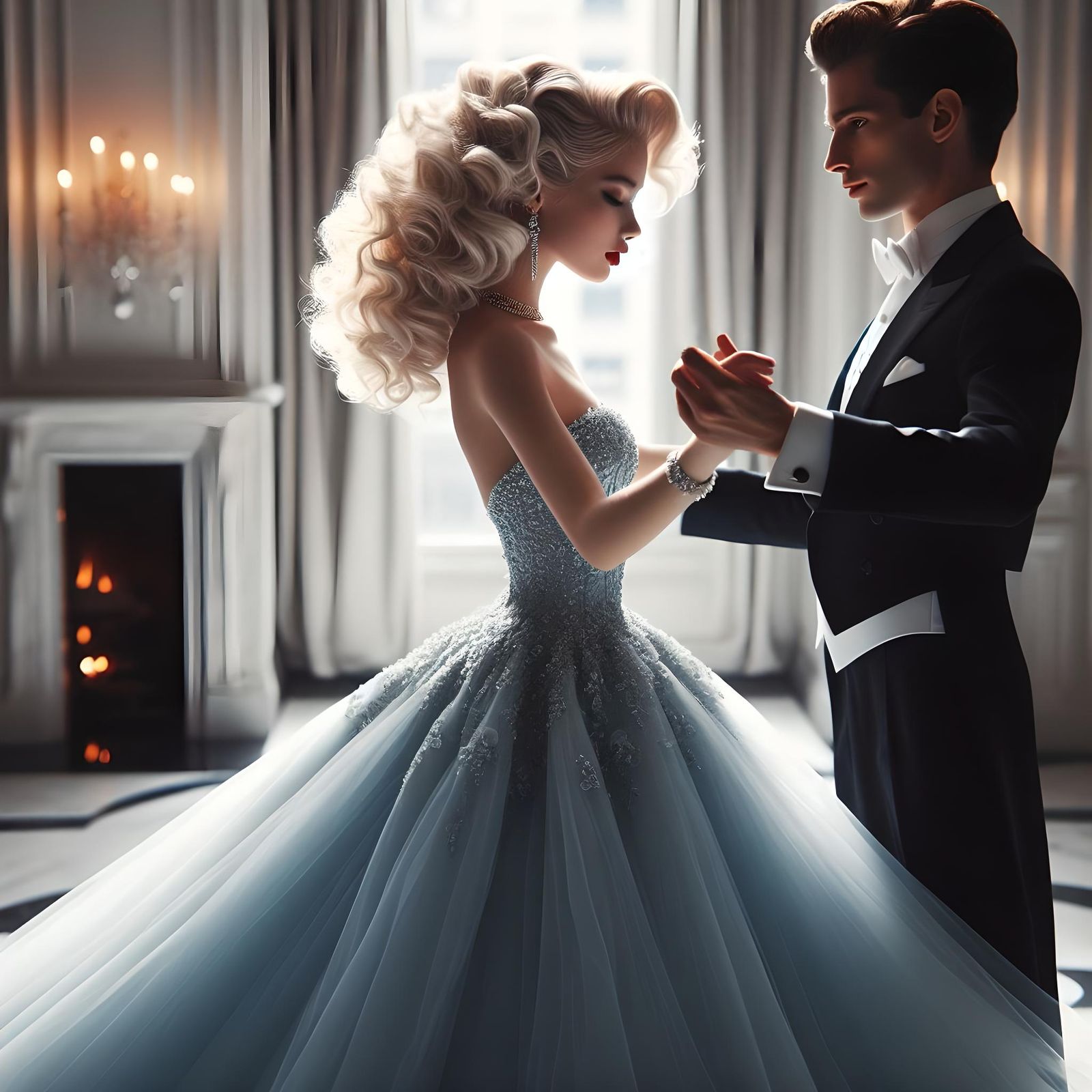 April dancing in a formal gown