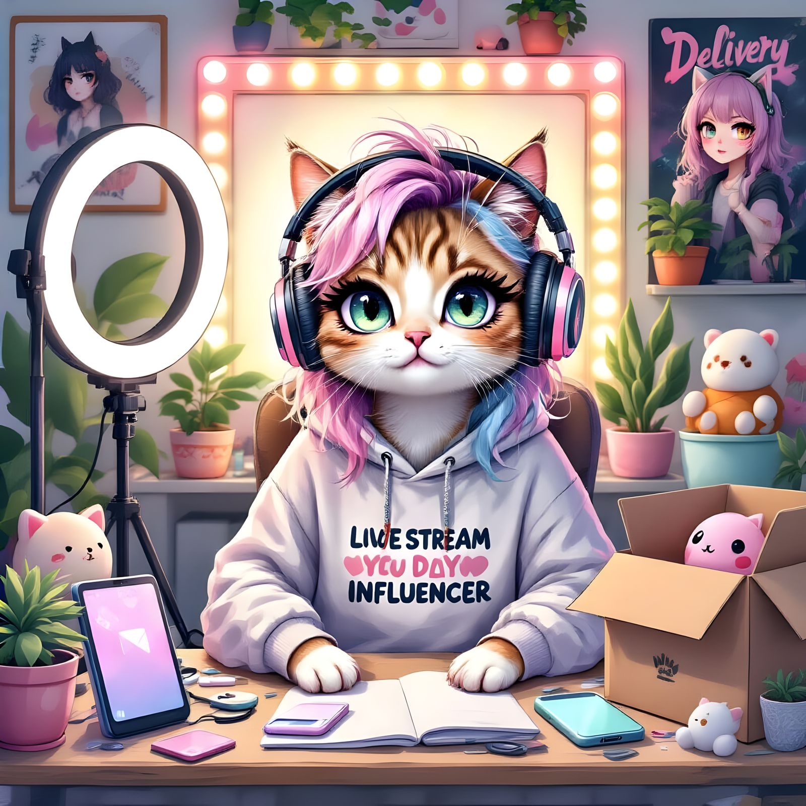 Influencer Cat Starting the Day  by @annevibb