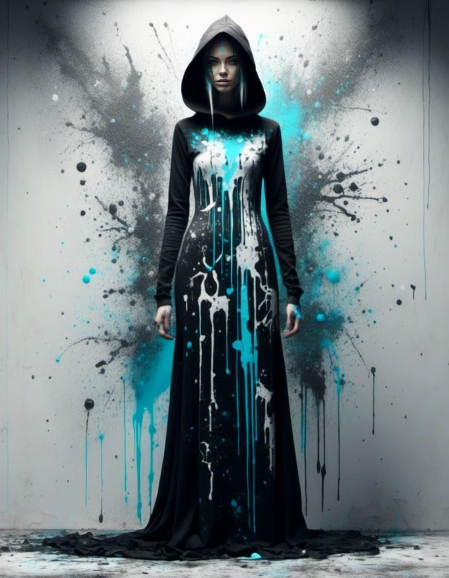 Norse Beauty with Runes in Graffiti Art Style