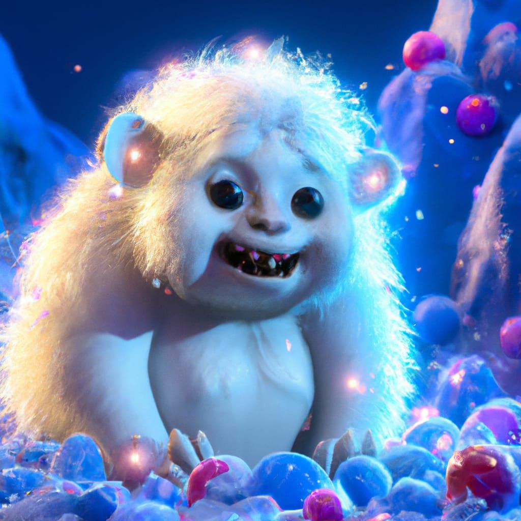 illustration, cute and funny baby yeti, generated by AI Stock Illustration