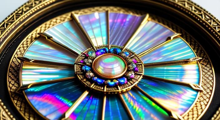 iridescent mother of pearl brooch, display case, intricate d...