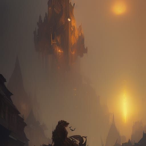 Dark Fantasy Art: Alternation in Purple and Yellow