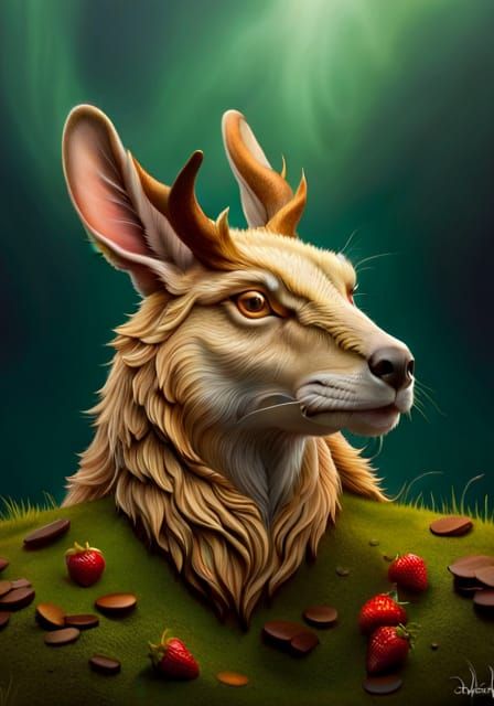 wolpertinger, strawberries and chocolate chips