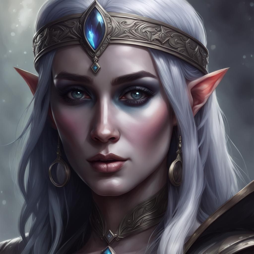 Female, drow, dark elf, beautiful, Emily blunt, fantasy, dnd, dark ...