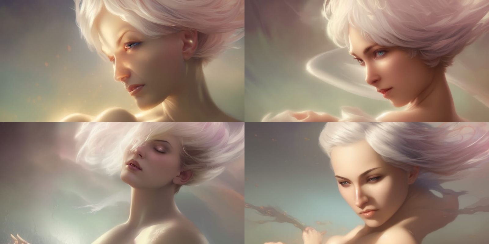 Woman with short cropped white hair sa concept #2 - AI Generated ...