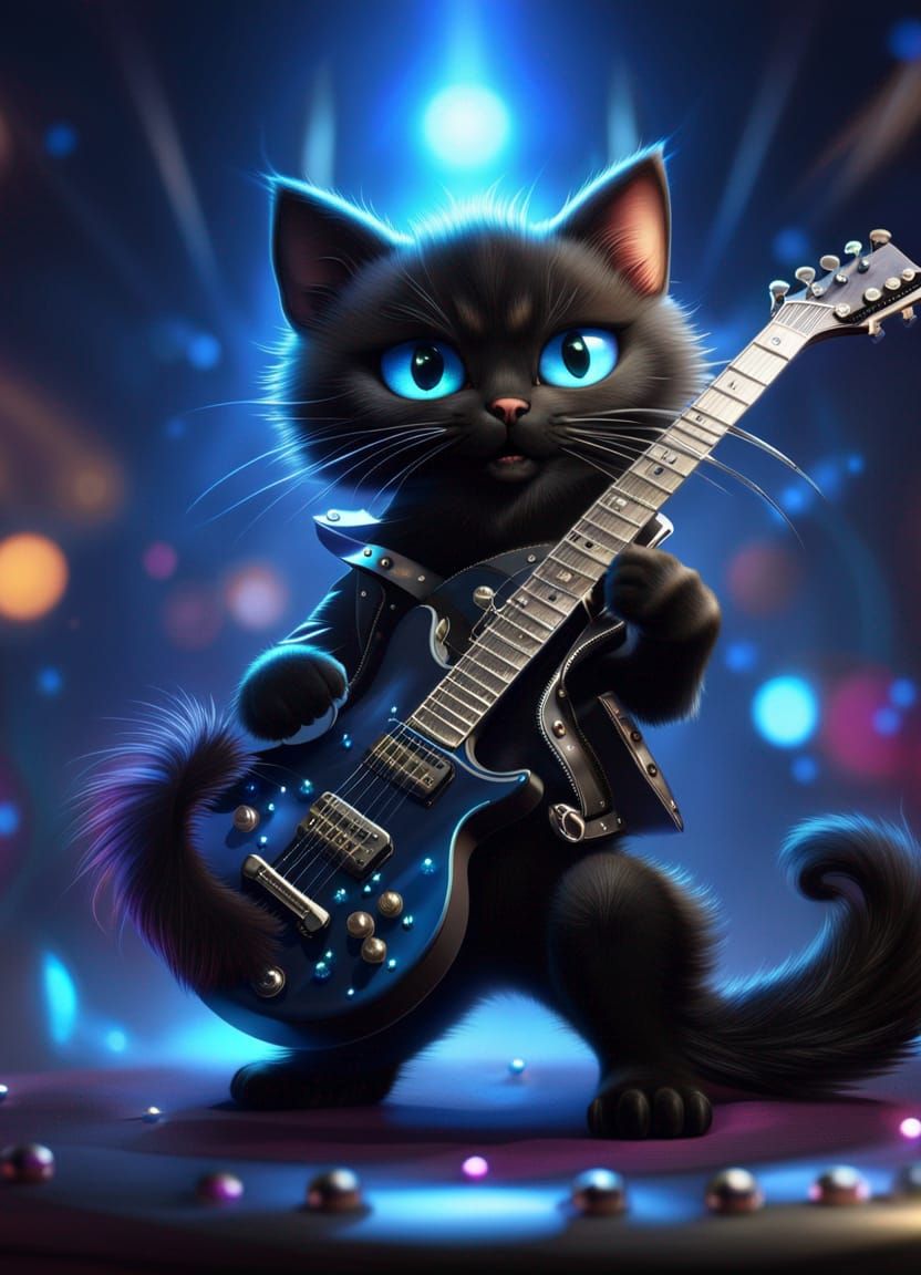Rock star kitten AI Generated Artwork NightCafe Creator