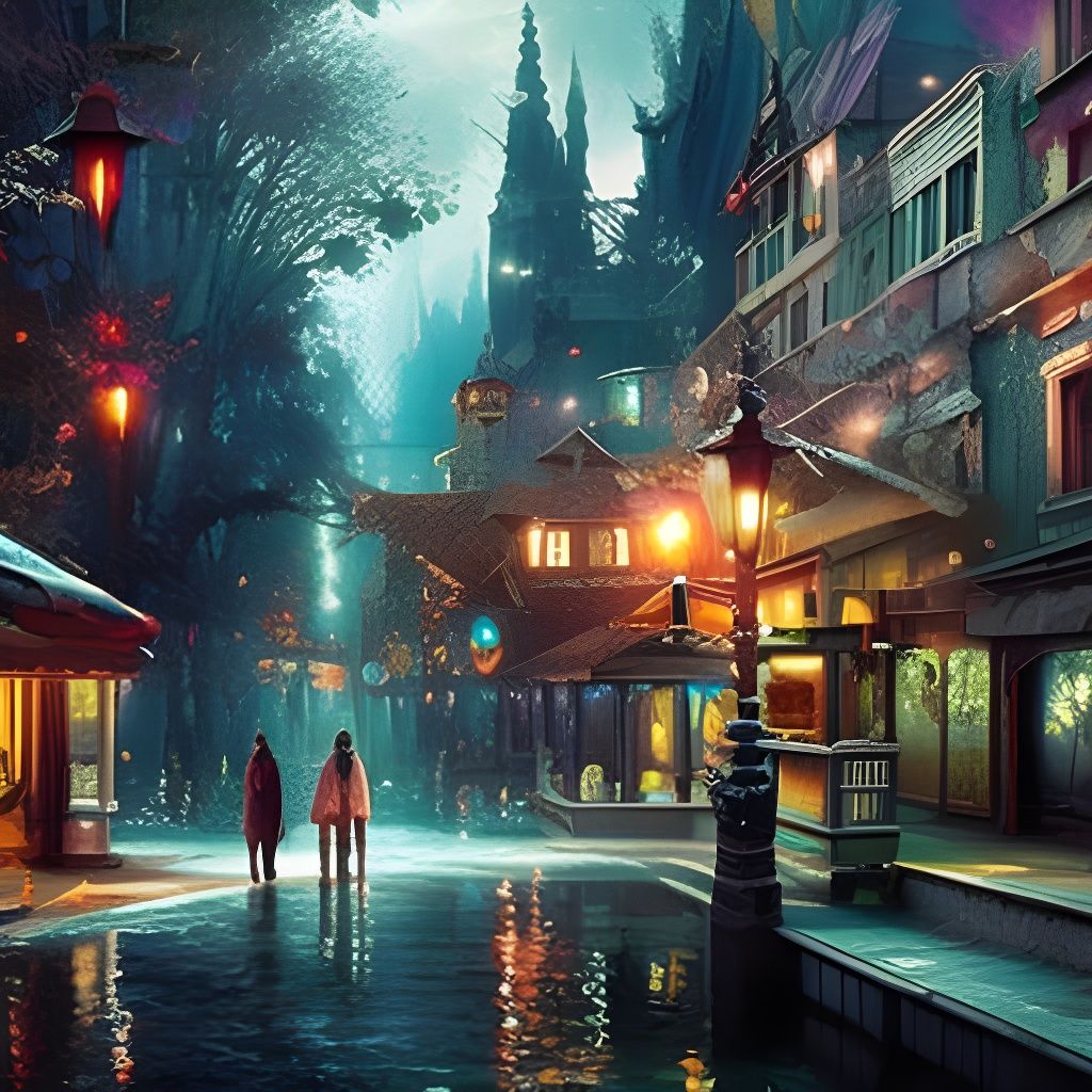 Moonscape Fairy Town with Swirling Ornamentals