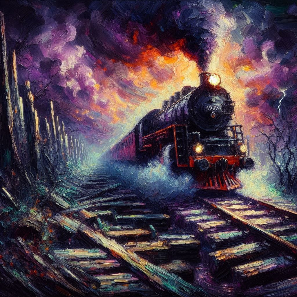 a red train with steams