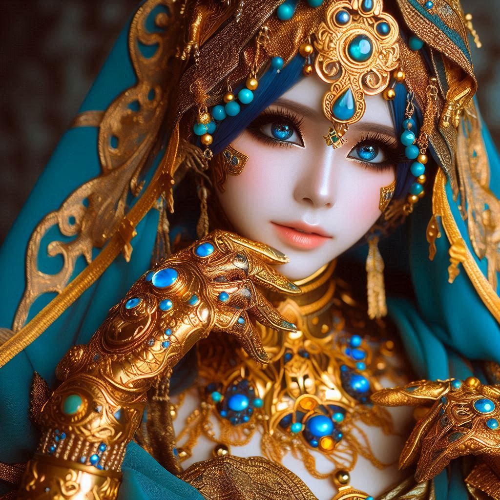 Golden and blue portrait