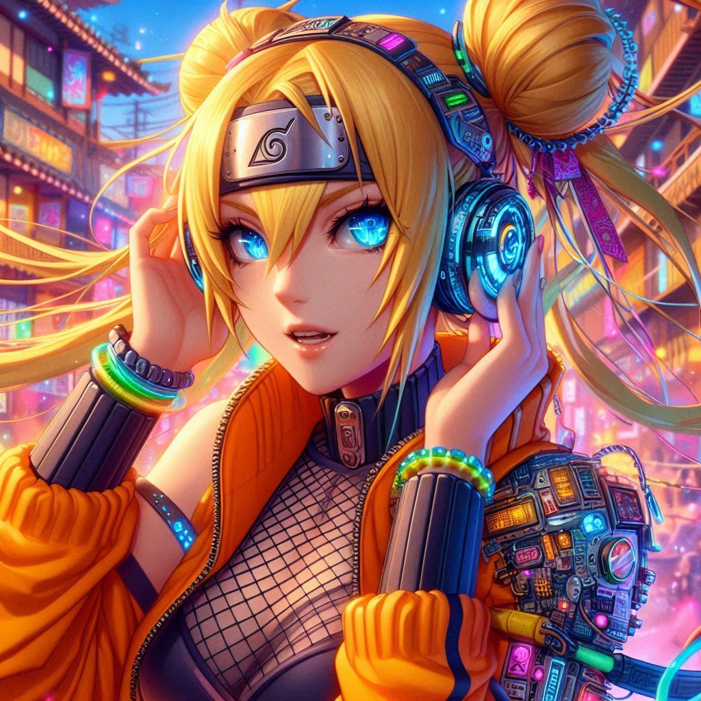 anime Beatmania IIDX artwork illustration female naruto, hea...
