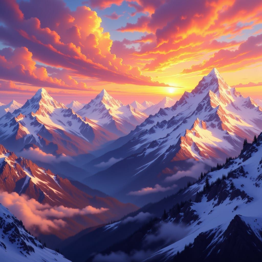 Mountain sunsets <lora:Mountain Sunsets:1.0>