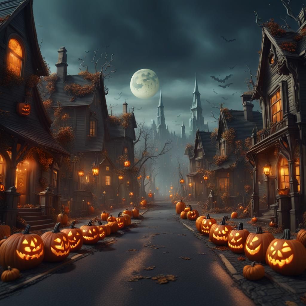 jack o lantern town - AI Generated Artwork - NightCafe Creator