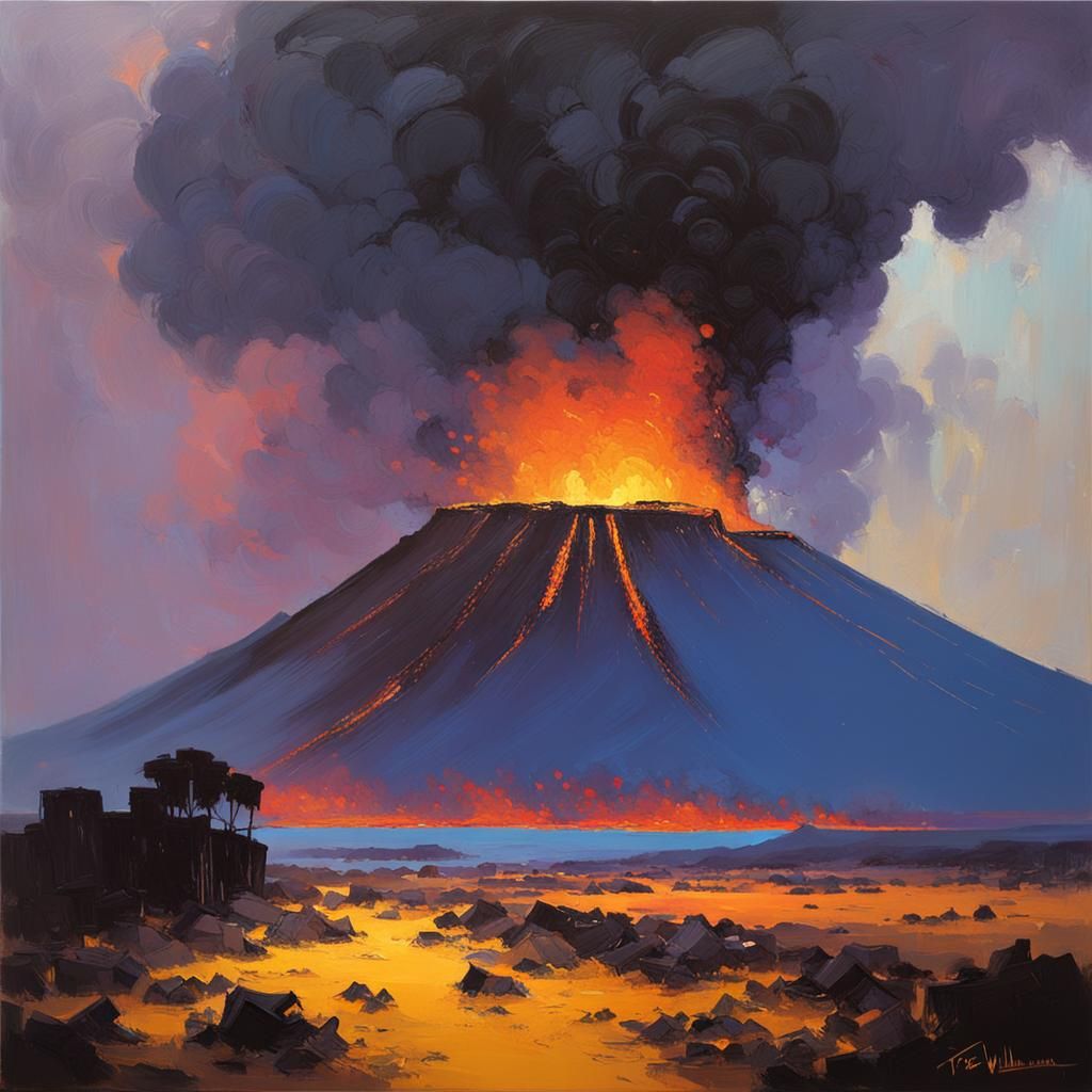 violent eruption of a volcano