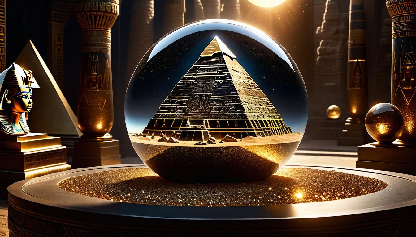 crystal sphere with egyptians piramide inside - AI Generated Artwork ...