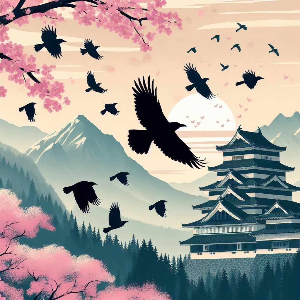 Majestic Eagles Soar: A Dreamlike Pagoda in a Radiant Realm