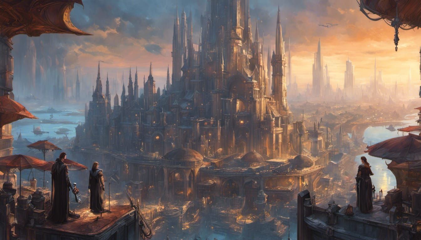 SDXL 1.0: Medieval Cyberpunk City by the Ocean Landscape