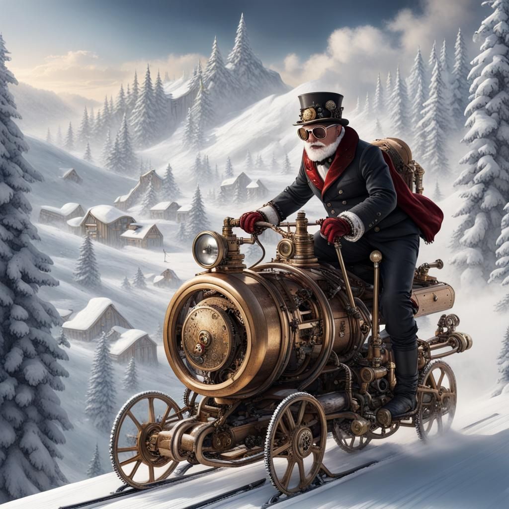Steampunk Snowmobile   by @RedPixie