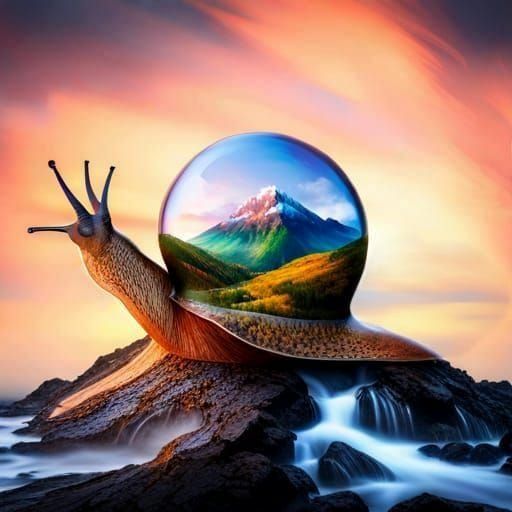 surreal mountain globe snail  by @David Myers