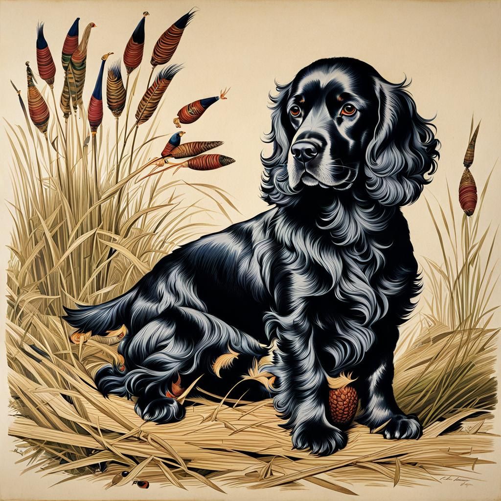 Spaniel Getting Burrs in Her Fur