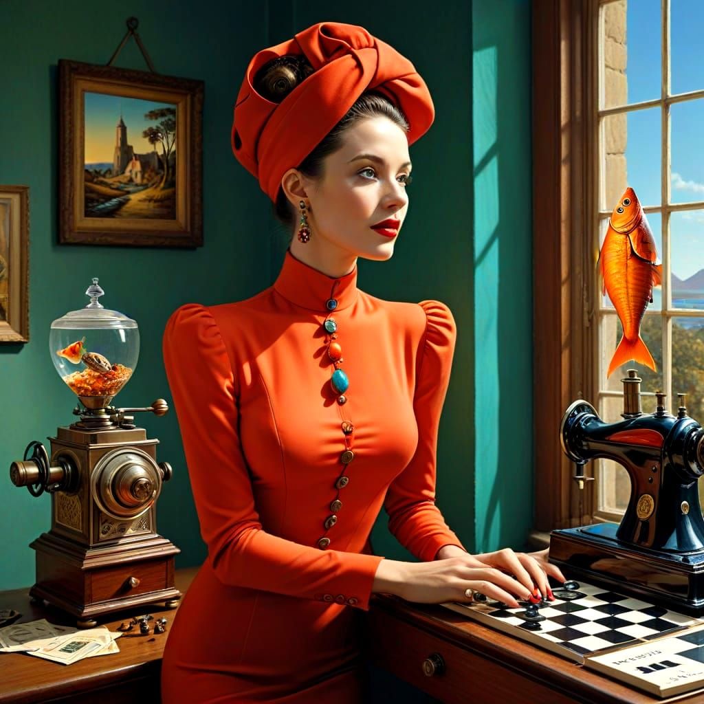 Surreal Still Life with Seashells and Curiosities