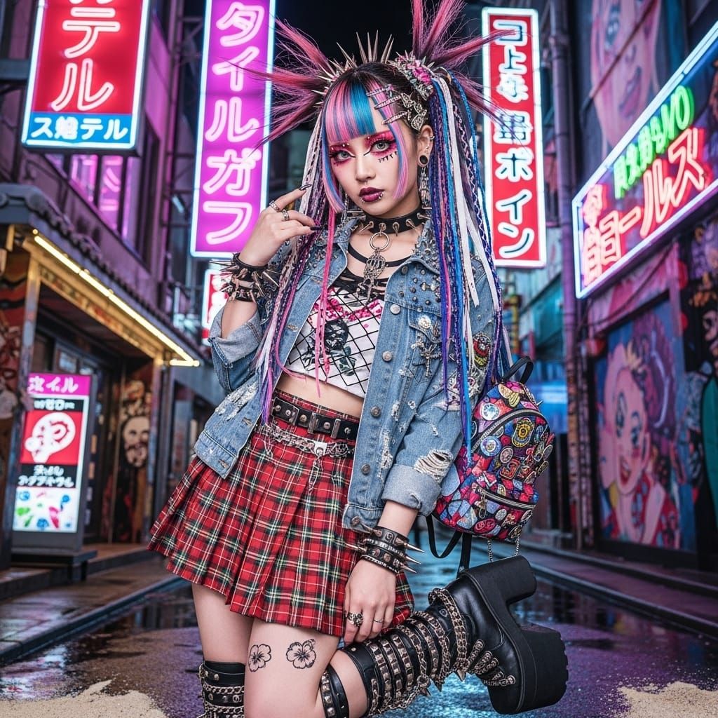 punk gyaru girl in Okinawa, Shibuya and Harajuku style