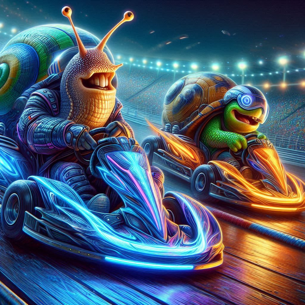 Go-Cart Race: Snail vs. Turtle