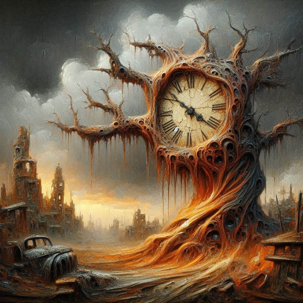 Time looming over an old scrapyard