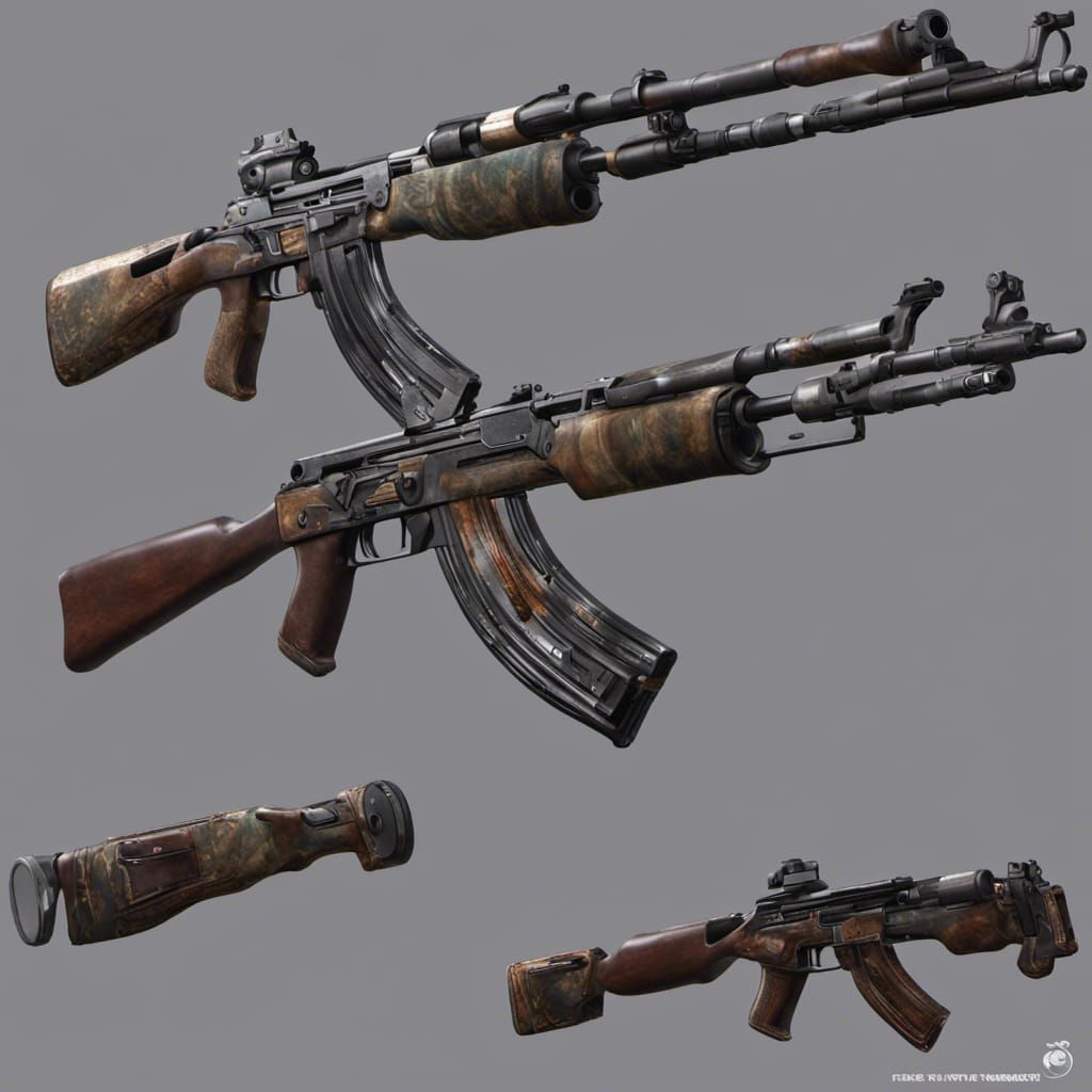 scoped ak 47 with drum mag and silencer