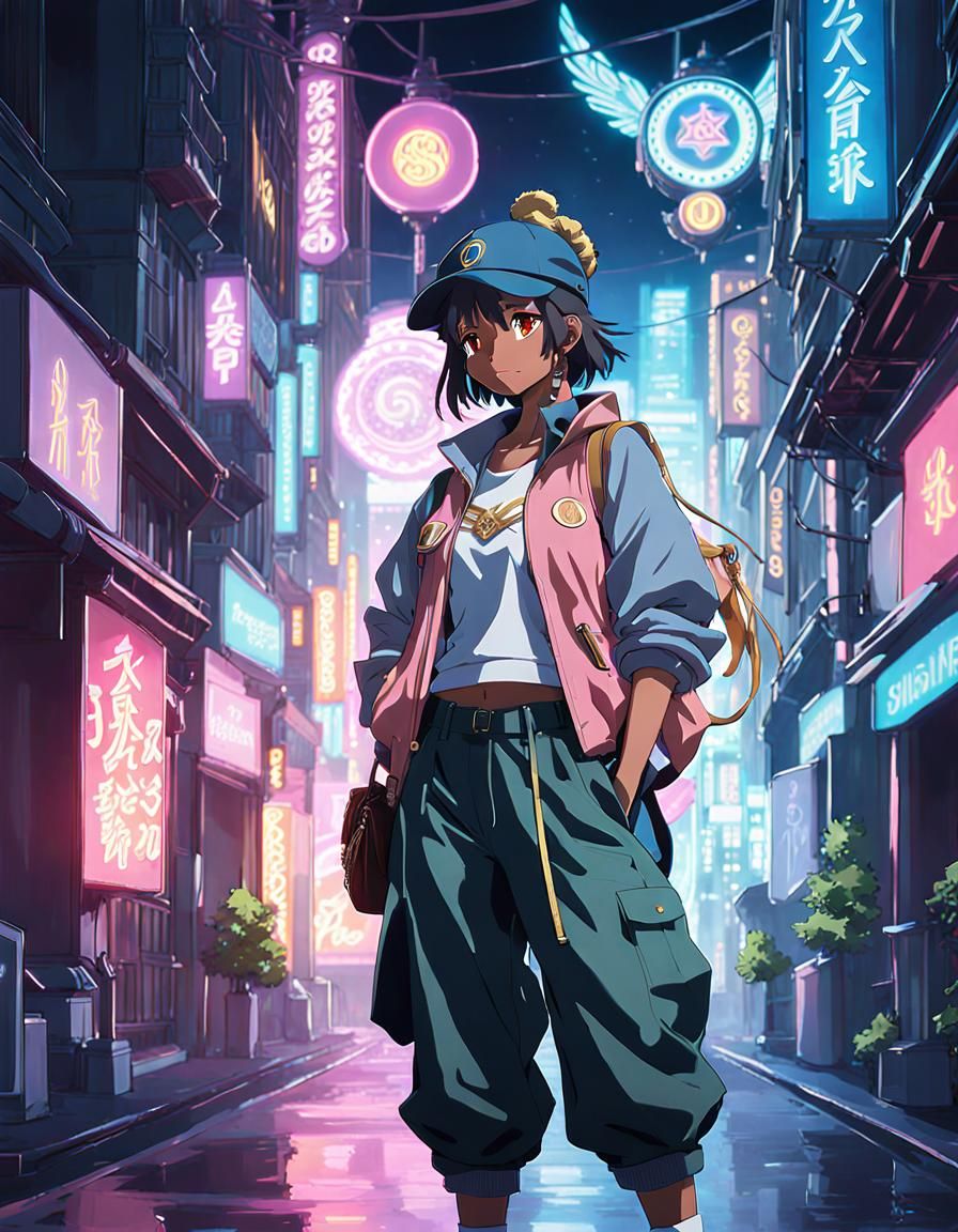 hip hop magical girl with cool hatand baggy clothes:2.0) full body shot 8k  resolution concept art Studio Ghibli, Anime Key Visual, by Makot... - AI  Generated Artwork - NightCafe Creator