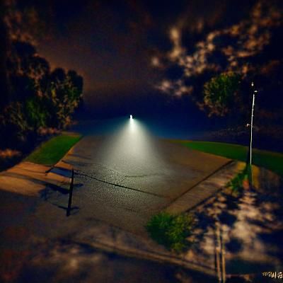 A single street light alone in the dark vastness of space. P...