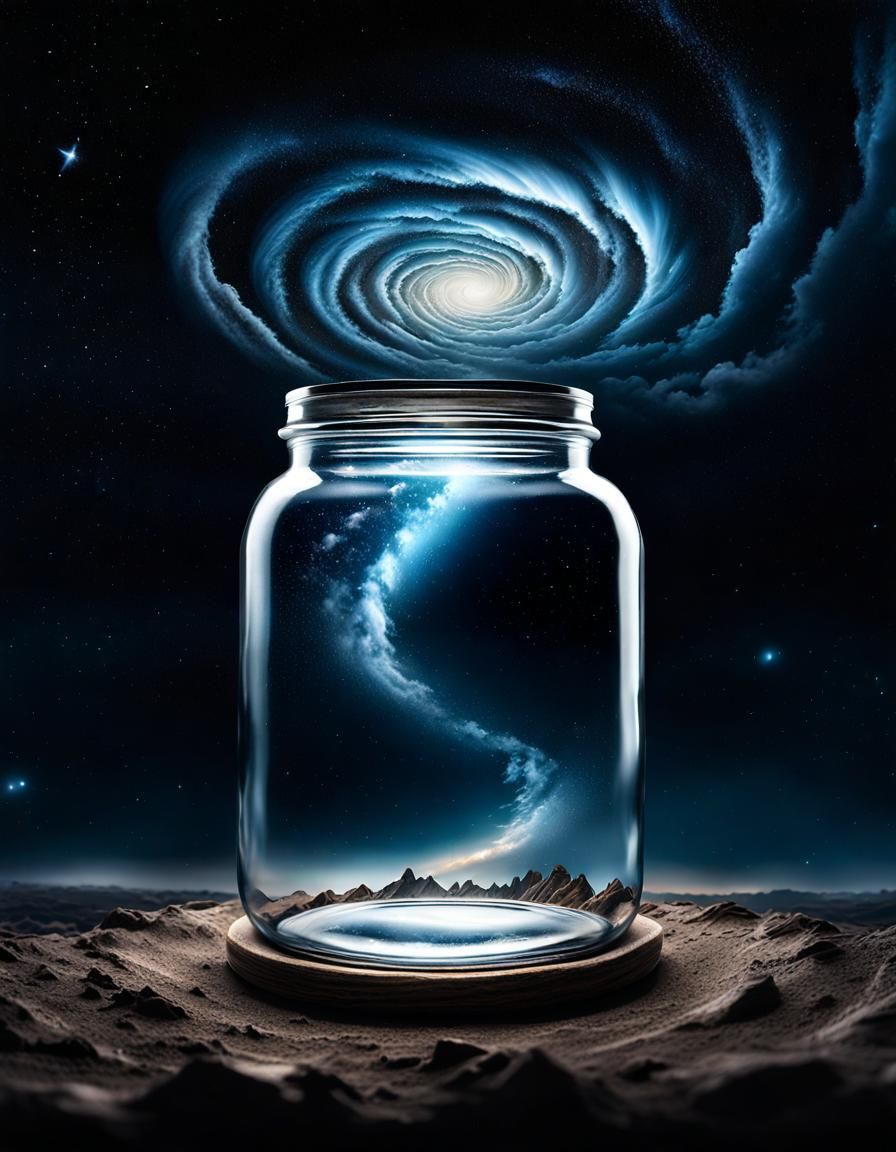 Dark fantasy Surrealism breathtakingly beautiful cloudy sky night on the ground is a clear small glass ...  by @Ginger