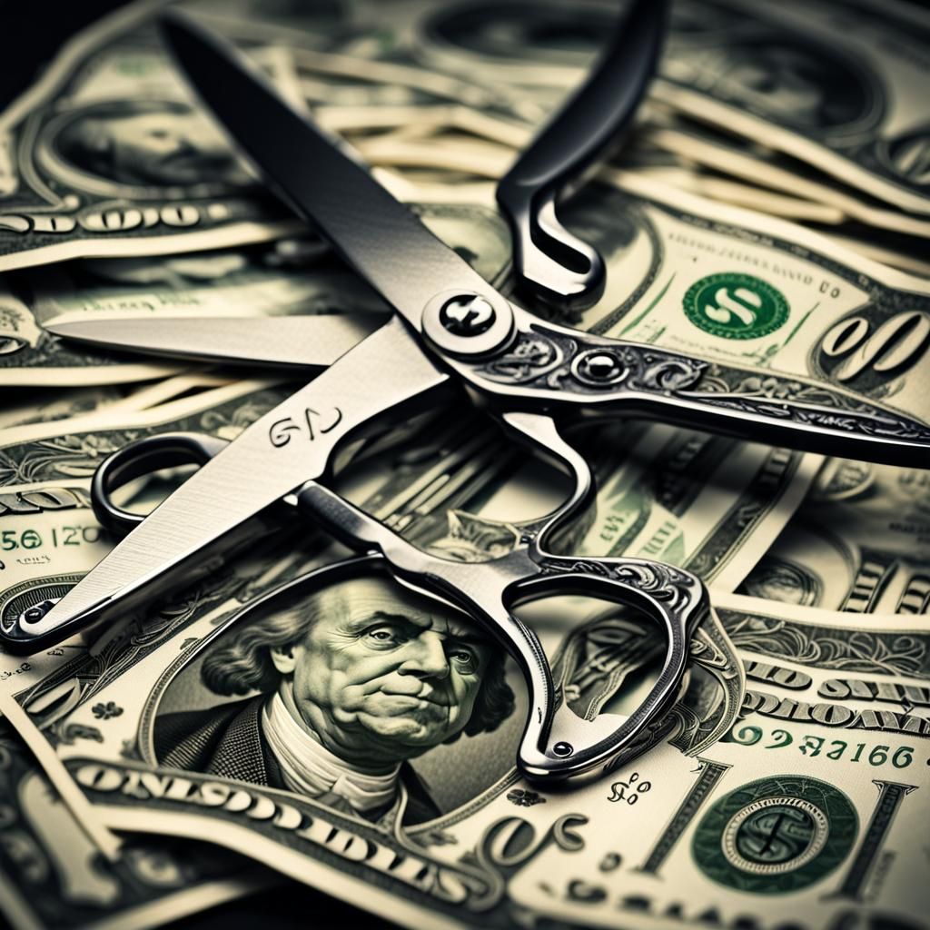 scissors on dollar bills