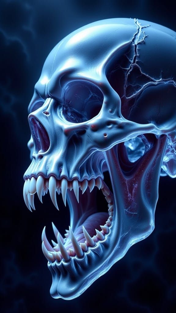 Crystal Skull Vampire Fangs in Dark Fantasy Art