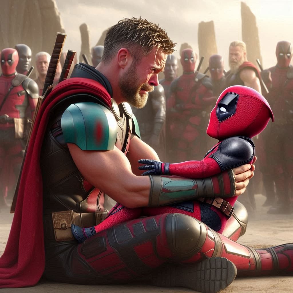 Thor Crying Over Baby Deadpool