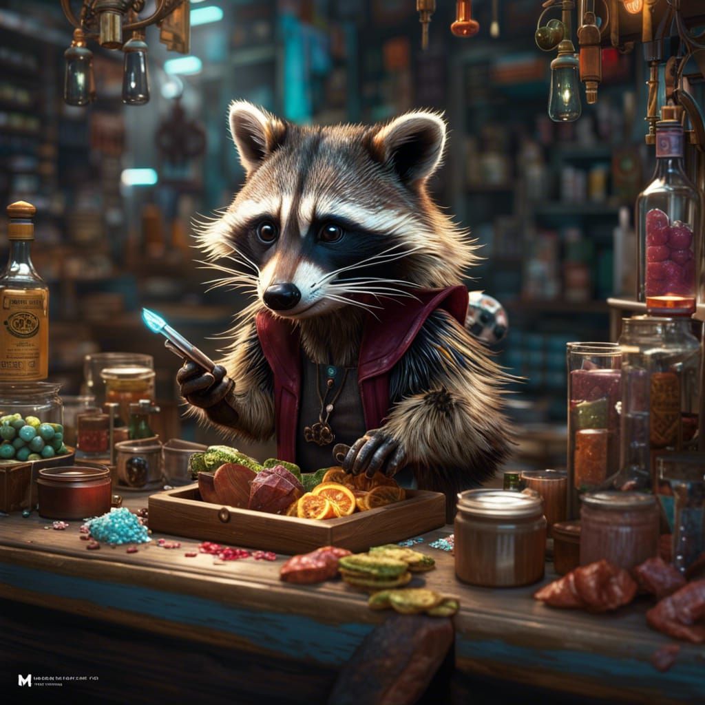 Raccoon cashier - AI Generated Artwork - NightCafe Creator