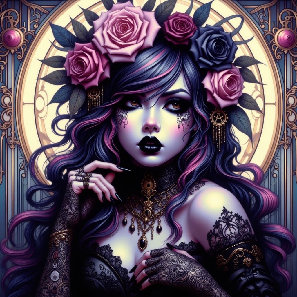  <lora:Romantic Goth:1.0>