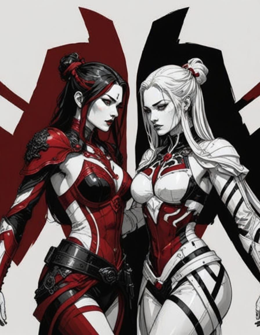 Dramatic Comic Art Encounter in High Contrast