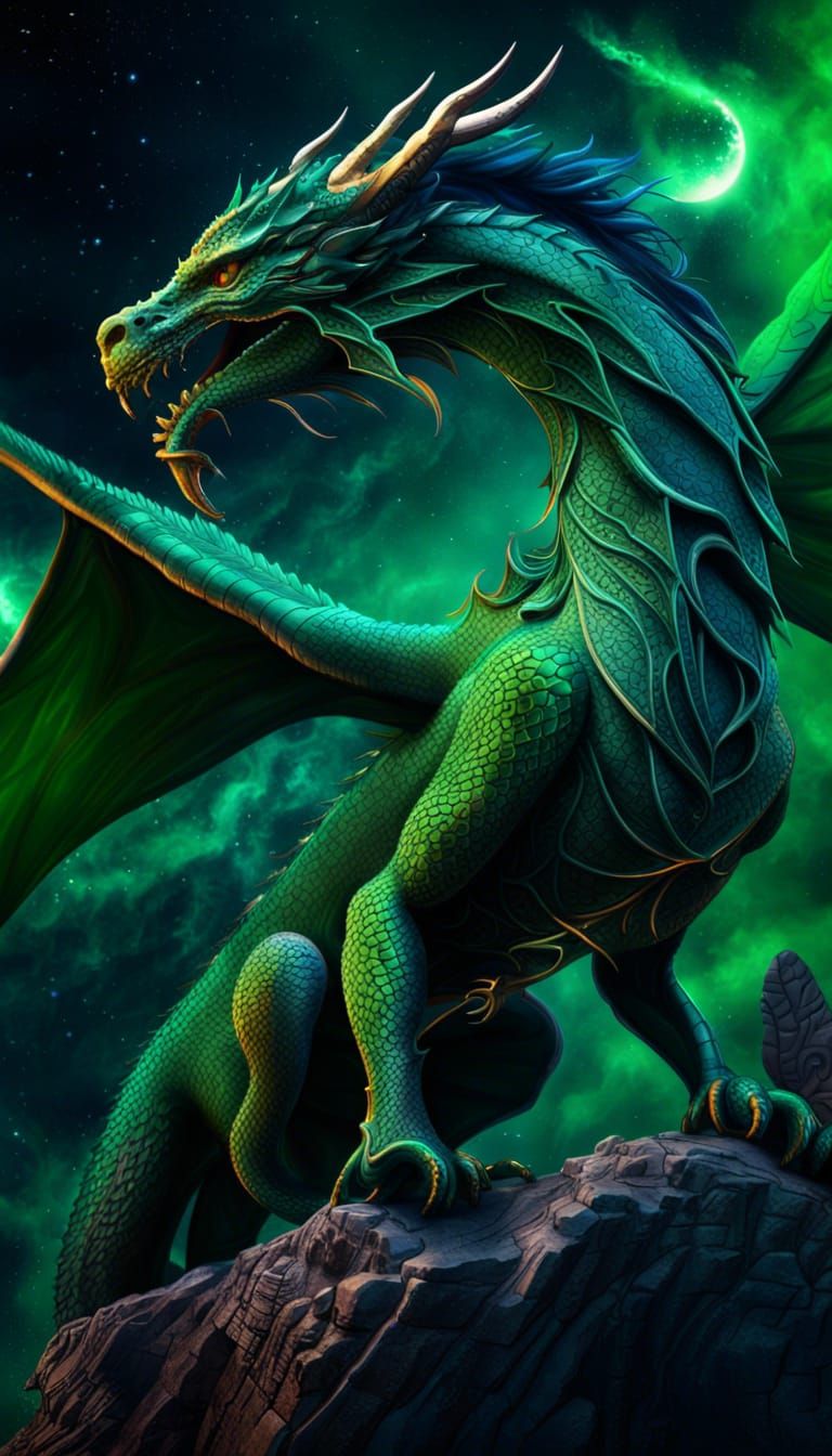 Greek Mythical Green Dragon - Ai Generated Artwork - Nightcafe Creator