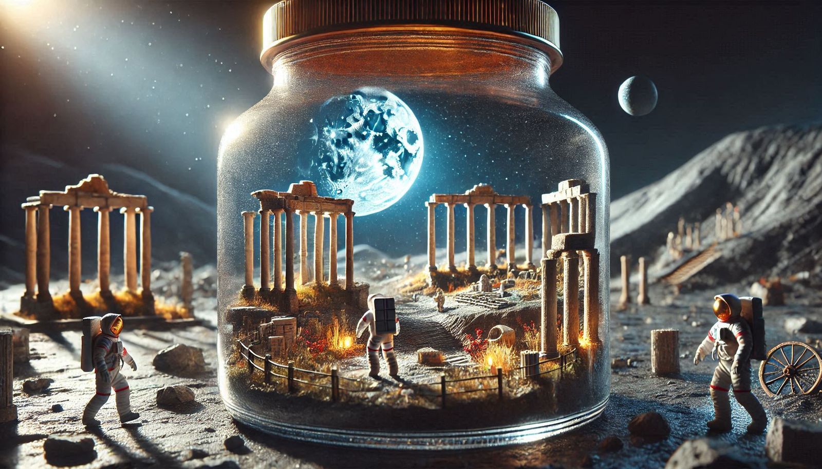 Astronaut Explorer In Glass Jar